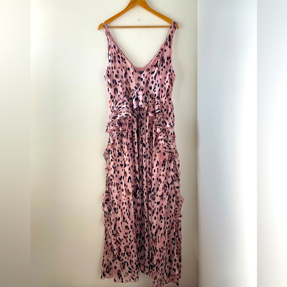 Nasty Gal Size 8 Pink Leopard Print Maxi Dress
